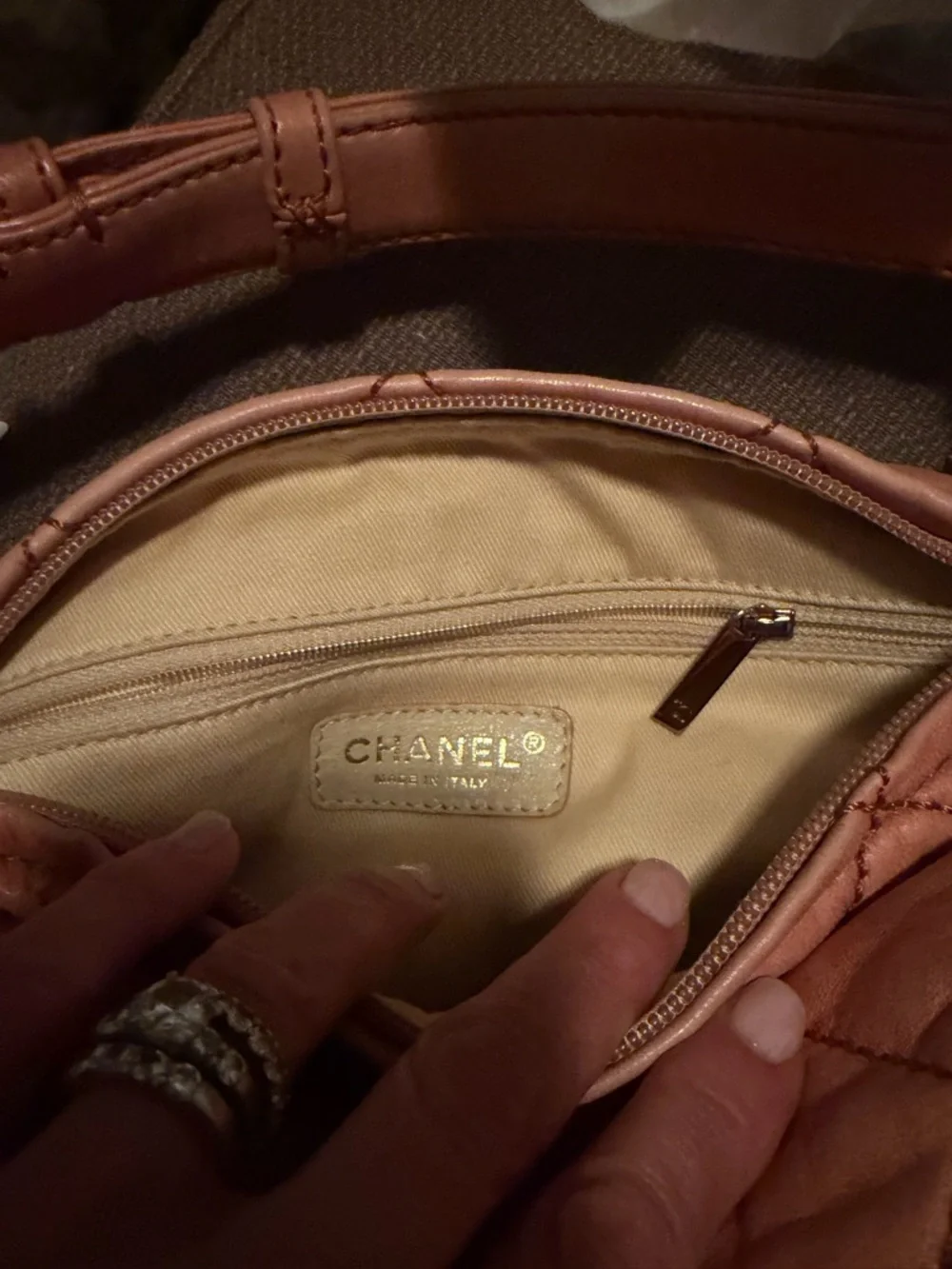 CHANEL lambskin Cloudy Bundle Bag with certificate of authenticity 10”